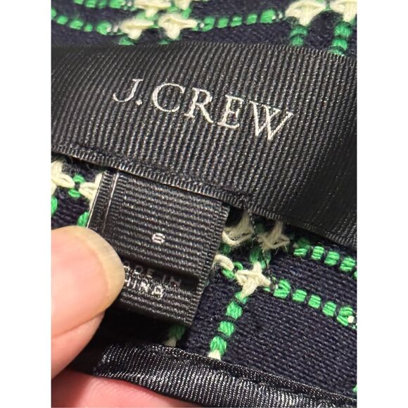 J. Crew green plaid textured Embroidered cotton blazer size 6 snap buttons - Picture 3 of 8